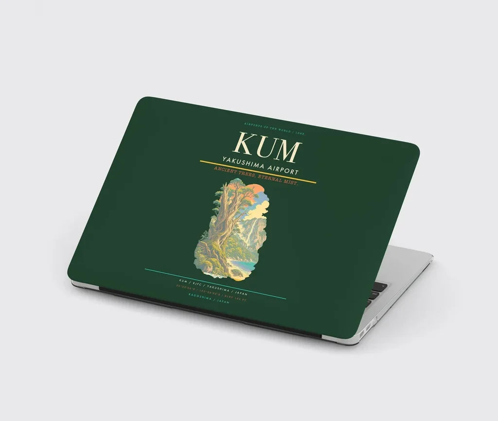 Yakushima Airport (KUM) design on dark green MacBook case