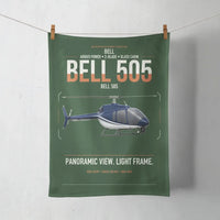 Thumbnail for Bell 505 design on dark green towel