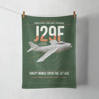 Thumbnail for Saab J 29F Tunnan design on dark green towel