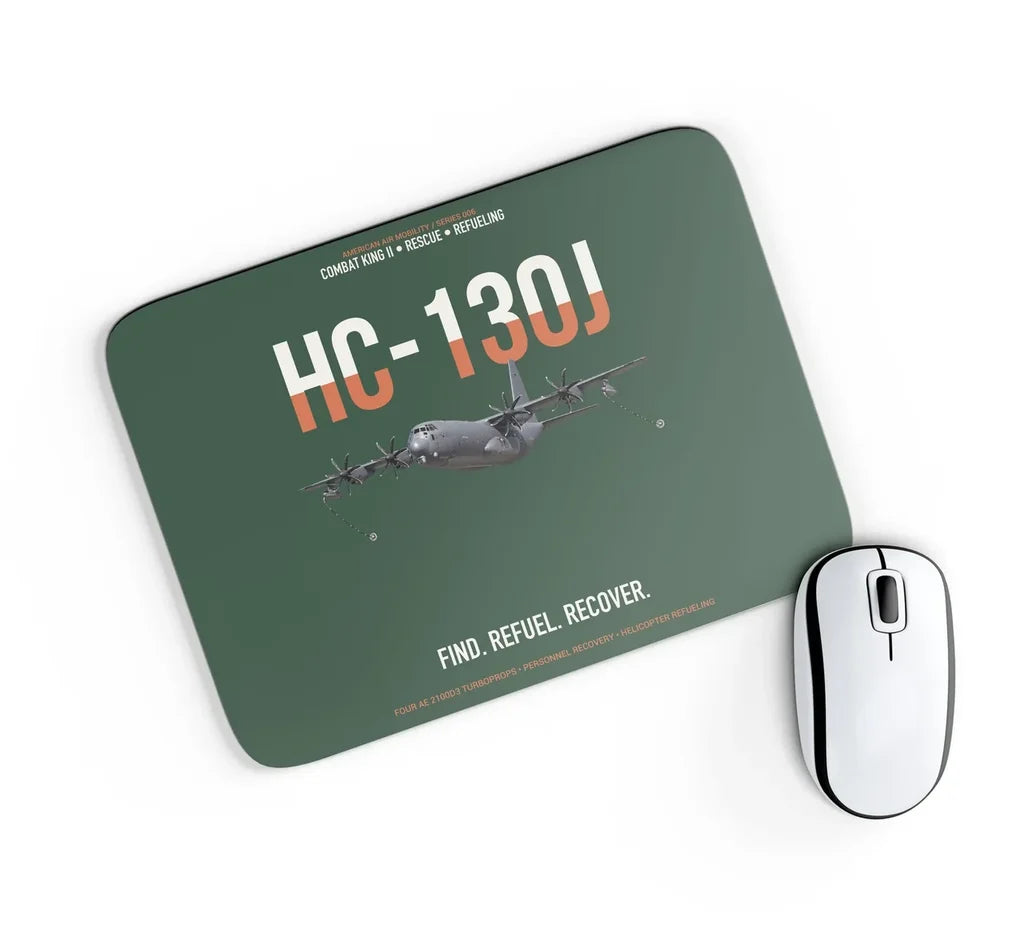 HC-130J COMBAT KING II design on dark green rectangle mouse pad