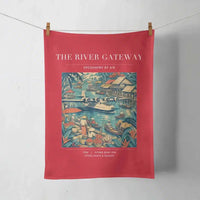 Thumbnail for VINTAGE G4066 - The River Gateway - Designed Towels design on red