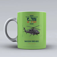 Thumbnail for Sikorsky S-70i FIREHAWK design on light green ceramic mug, double-side print