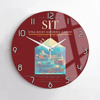 Thumbnail for Sitka Rocky Gutierrez Airport (SIT) design on dark red no frame wall clock