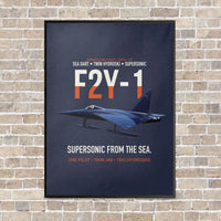 Thumbnail for F2Y-1 Sea Dart Supersonic from the Sea vertical canvas print - framed - navy blue background