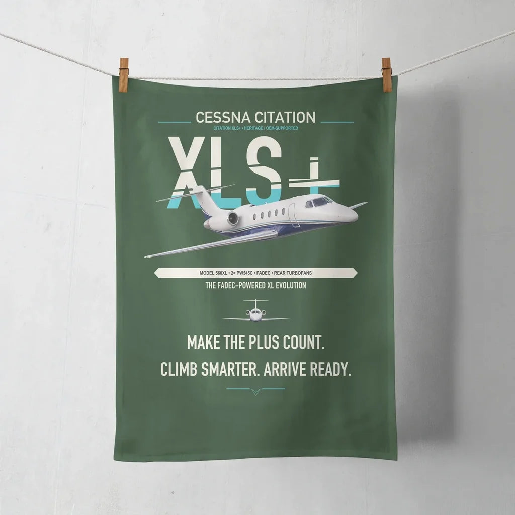 Cessna Citation XLSPlus design on dark green towel