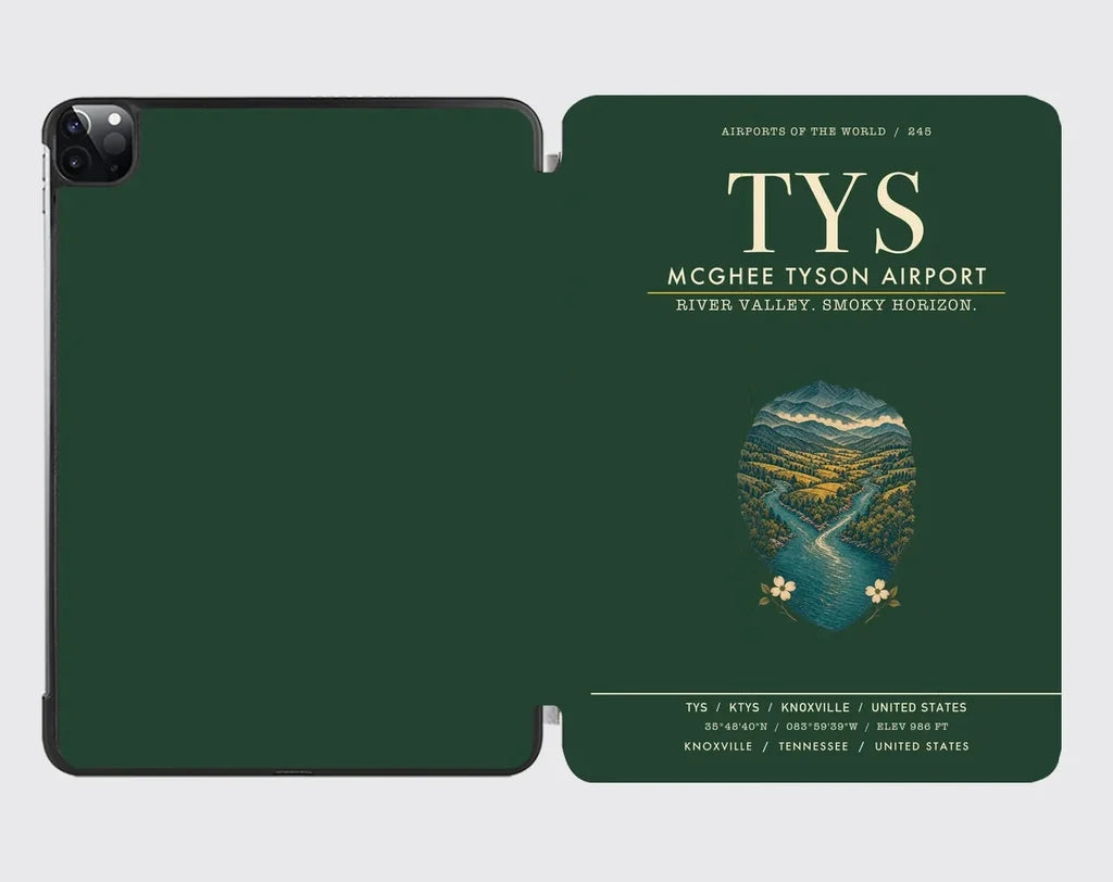 McGhee Tyson Airport Knoxville (TYS) design on dark green ipad tablet case