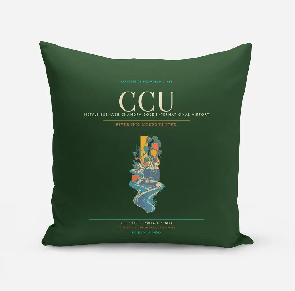 Netaji Subhash Chandra Bose International Airport Kolkata CCU - Hooghly Letterpress Rain - Dark Green