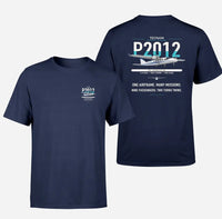 Thumbnail for Tecnam P2012 Traveller design on navy blue t-shirt, double-side print