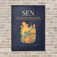 Thumbnail for London Southend Airport SEN vertical canvas print - framed - navy blue background