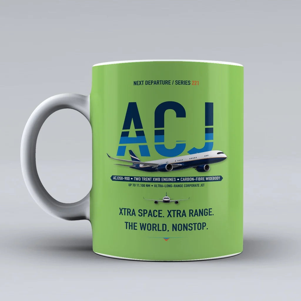 ACJ350 Mug design on light green airbus