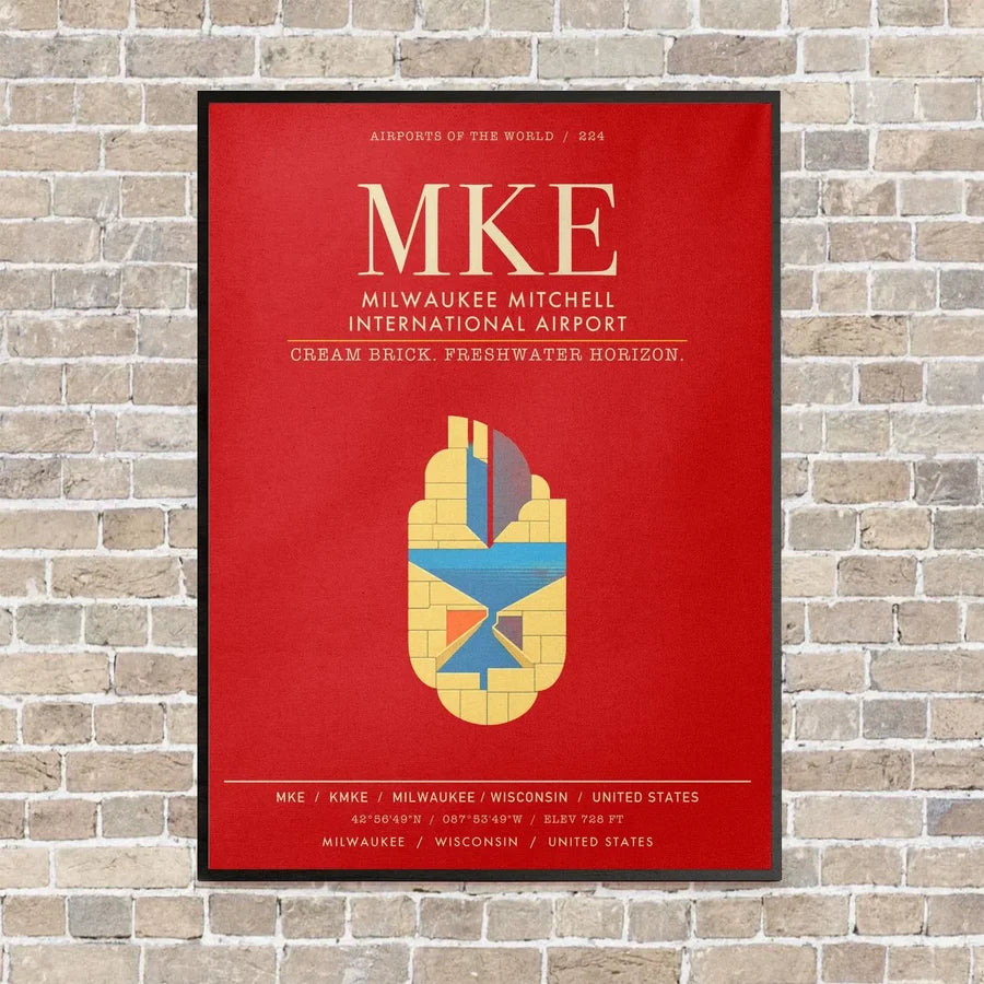 Milwaukee Mitchell International Airport MKE - Canvas Framed - Red