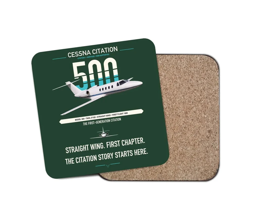 Cessna Citation 500 - Citation I design on dark green 1 piece coaster