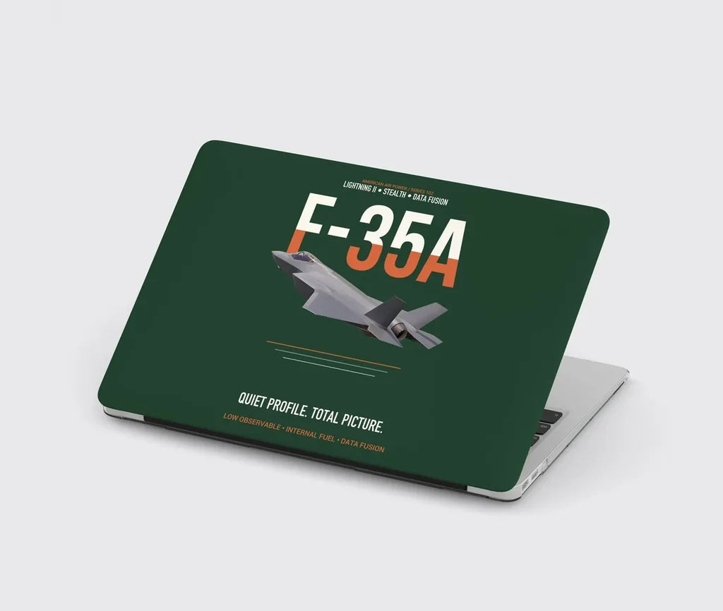F-35A Lightning II Quiet Profile Total Picture design on dark green MacBook case