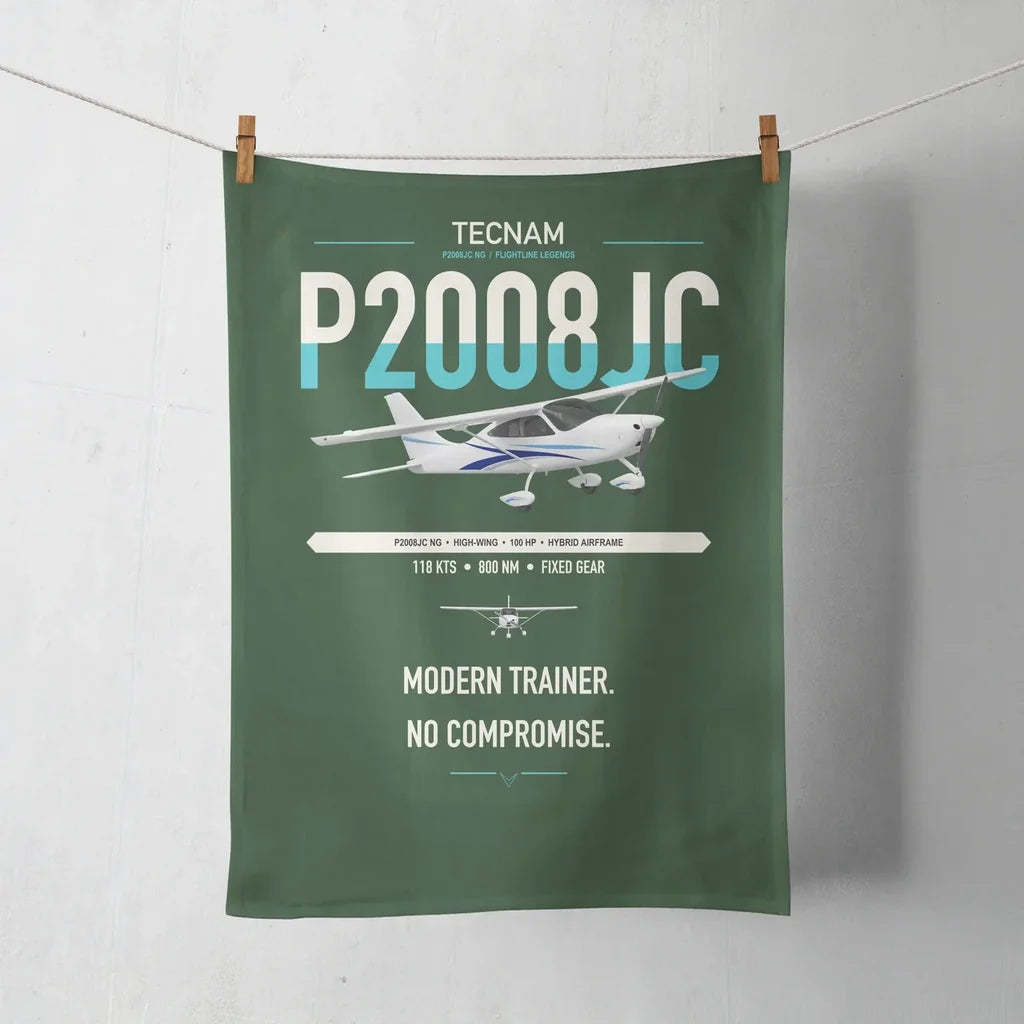 Tecnam P2008JC NG design on dark green towel