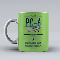 Thumbnail for Pilatus PC-6 Porter design on light green ceramic mug, double-side print