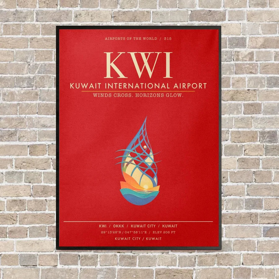 Kuwait International Airport KWI - Canvas Framed - Red