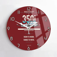 Thumbnail for Beechcraft King Air 350i design on dark red no frame wall clock