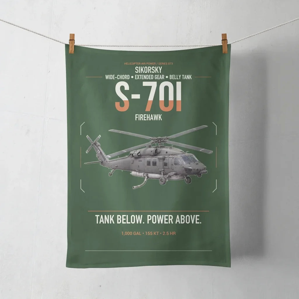 Sikorsky S-70i FIREHAWK design on dark green towel