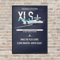 Thumbnail for Cessna Citation XLSPlus vertical canvas print - framed - navy blue background