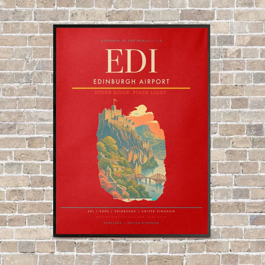 Edinburgh Airport EDI - Canvas Framed - Red