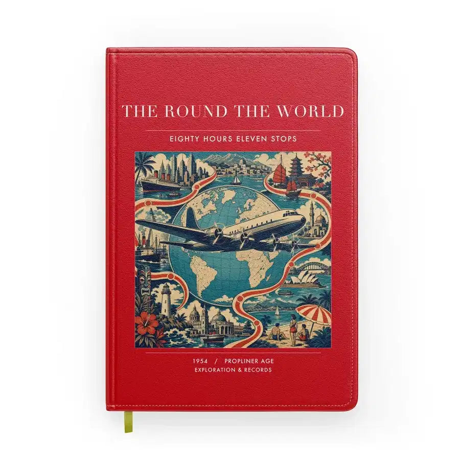 VINTAGE G4100 - The Round The World - Designed Notebooks design on red