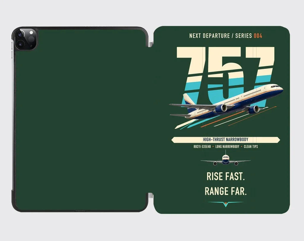 Boeing 757-200 design on dark green ipad tablet case