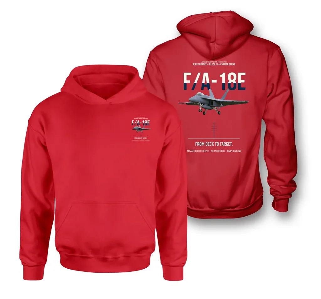 F-A-18E SUPER HORNET design on red hoodie