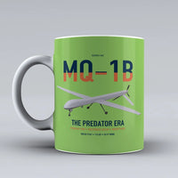 Thumbnail for MQ-1B Predator design on light green ceramic mug, double-side print