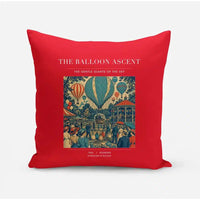 Thumbnail for VINTAGE G4011 - The Balloon Ascent - Designed Pillows design on red