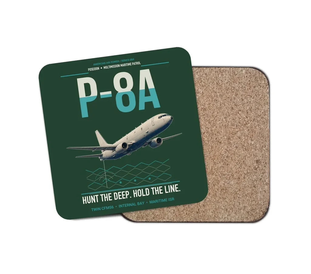 P-8A Poseidon design on dark green 1 piece coaster