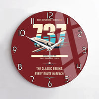 Thumbnail for Boeing 737-300 Classic design on dark red no frame wall clock