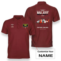 Thumbnail for Sikorsky MH-60T Jayhawk design on red+name double-side polo t-shirt, double-side print