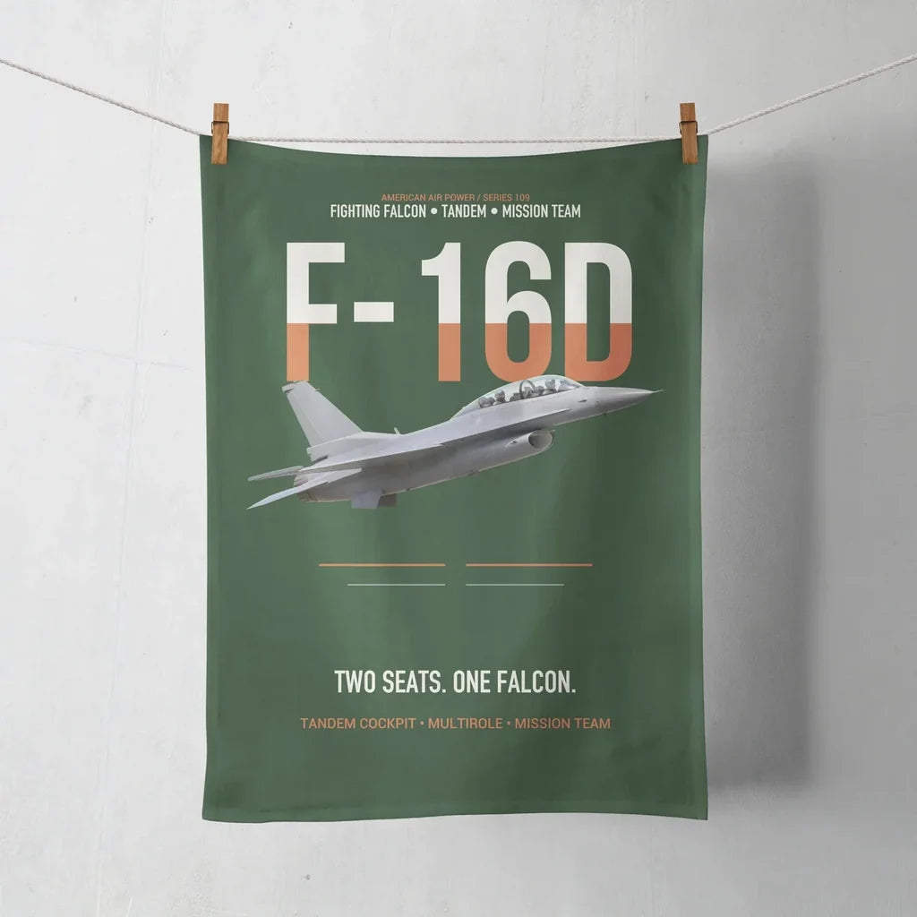F-16D Fighting Falcon Two Seats One Falcon design on dark green towel