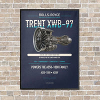 Thumbnail for TRENT XWB-97 vertical canvas print - framed - navy blue background