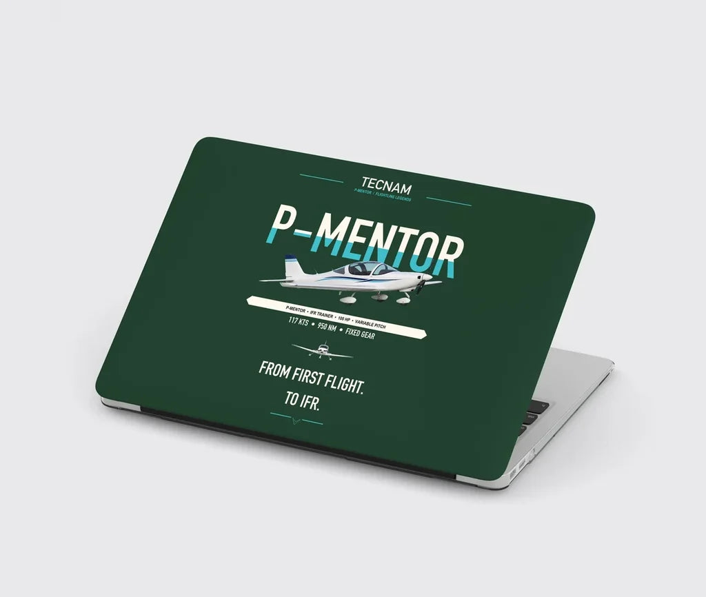 Tecnam P-Mentor design on dark green MacBook case