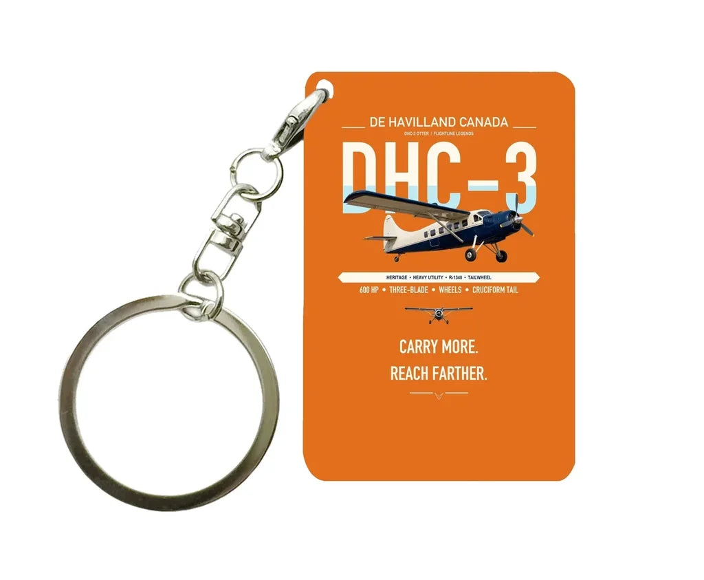 DHC-3 Otter design on orange designed key chain, double-side print