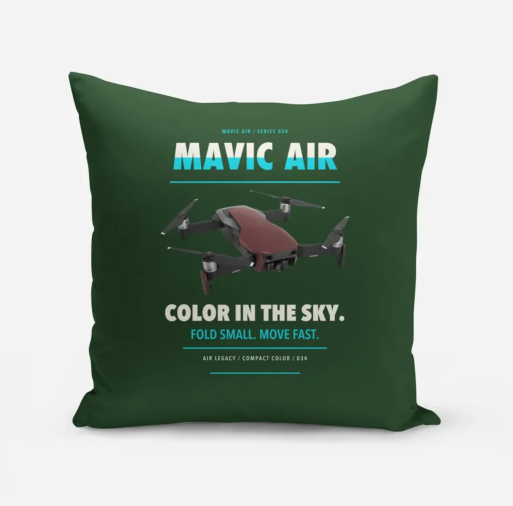 DJI Mavic Air design on dark green pillow