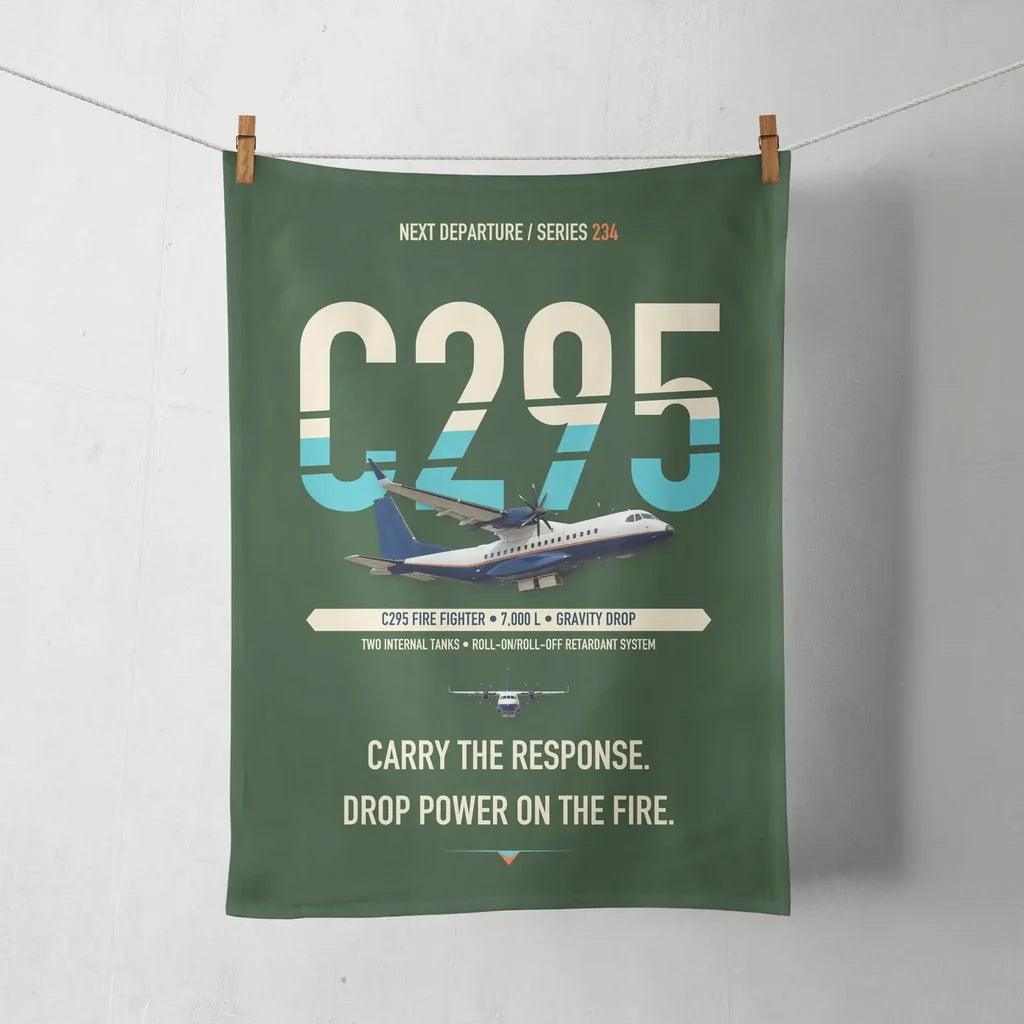 Airbus C295 Firefighter design on dark green towel