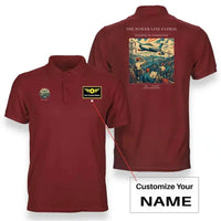 Thumbnail for VINTAGE G4484 - The Power Line Patrol - Double-Side Polo T-Shirt design on red+name