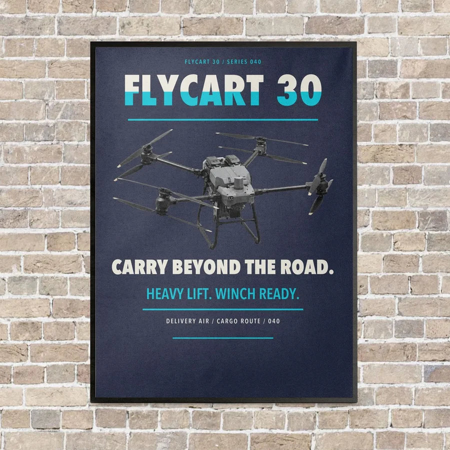 DJI FlyCart 30 vertical canvas print - framed - navy blue background