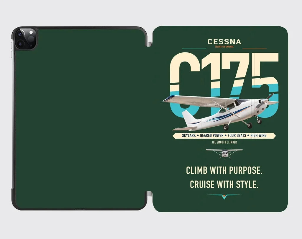 Cessna 175 Skylark design on dark green ipad tablet case