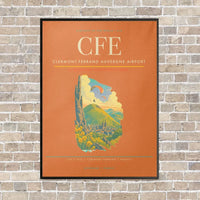 Thumbnail for Clermont-Ferrand Auvergne Airport CFE - Canvas Framed - Orange