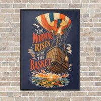Thumbnail for The Morning Rises With The Basket vertical canvas print - framed - navy blue background