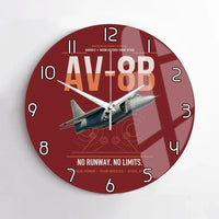 Thumbnail for AV-8B Harrier II design on dark red no frame wall clock