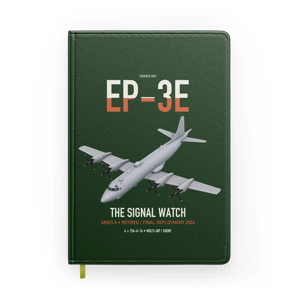 EP-3E ARIES II design on dark green notebook