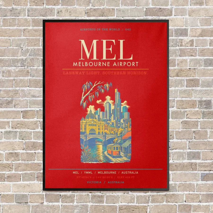 Melbourne Airport MEL - Canvas Framed - Red