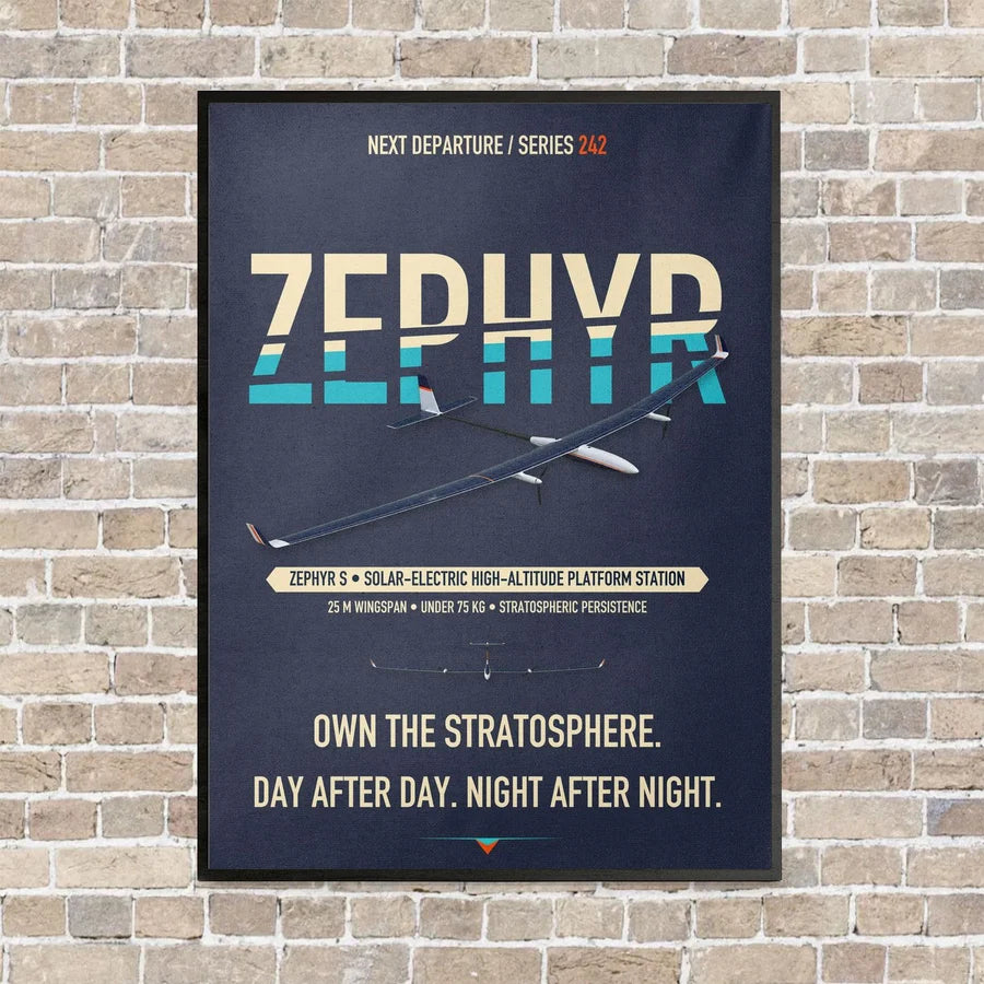 Airbus Zephyr S vertical canvas print - framed - navy blue background