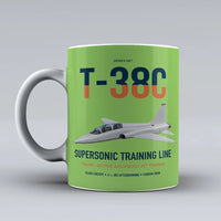 Thumbnail for T-38C Talon design on light green ceramic mug, double-side print