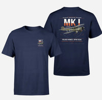 Thumbnail for Fairey Swordfish Mk I design on navy blue t-shirt, double-side print