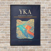 Thumbnail for Kamloops Airport YKA vertical canvas print - framed - navy blue background